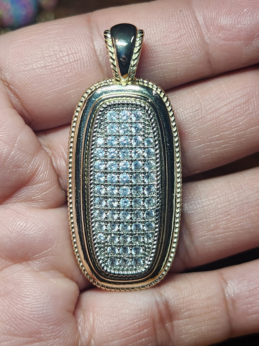 Gold Tone Pavé Crystal Pendant
